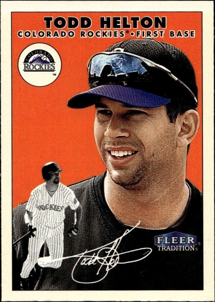 Todd Helton 2000 Fleer Tradition Glossy #175 Baseball Trading Card - Front 2000 Fleer Tradition Glossy Todd Helton #175 baseball trading card front