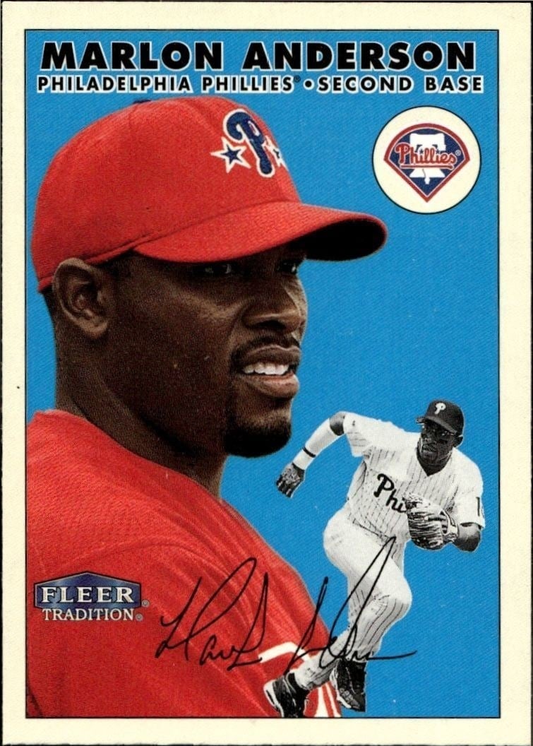Marlon Anderson 2000 Fleer Tradition Glossy #249 Baseball Trading Card - Front 2000 Fleer Tradition Glossy Marlon Anderson #249 baseball trading card front