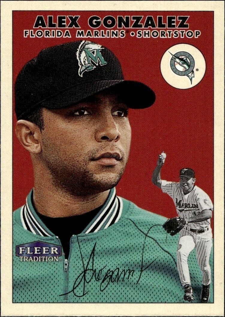 Alex Gonzalez 2000 Fleer Tradition Glossy #414 Baseball Trading Card - Front 2000 Fleer Tradition Glossy Alex Gonzalez #414 baseball trading card front