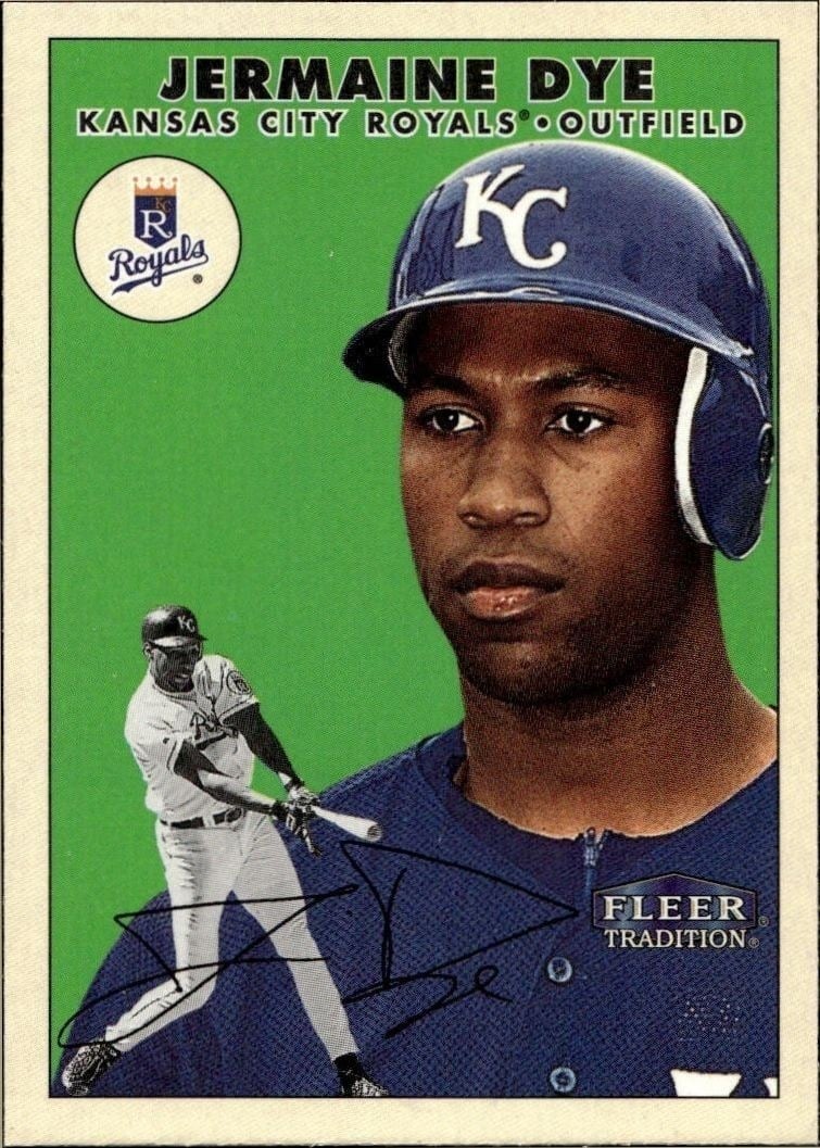 Jermaine Dye 2000 Fleer Tradition Glossy #415 Baseball Trading Card - Front 2000 Fleer Tradition Glossy Jermaine Dye #415 baseball trading card front