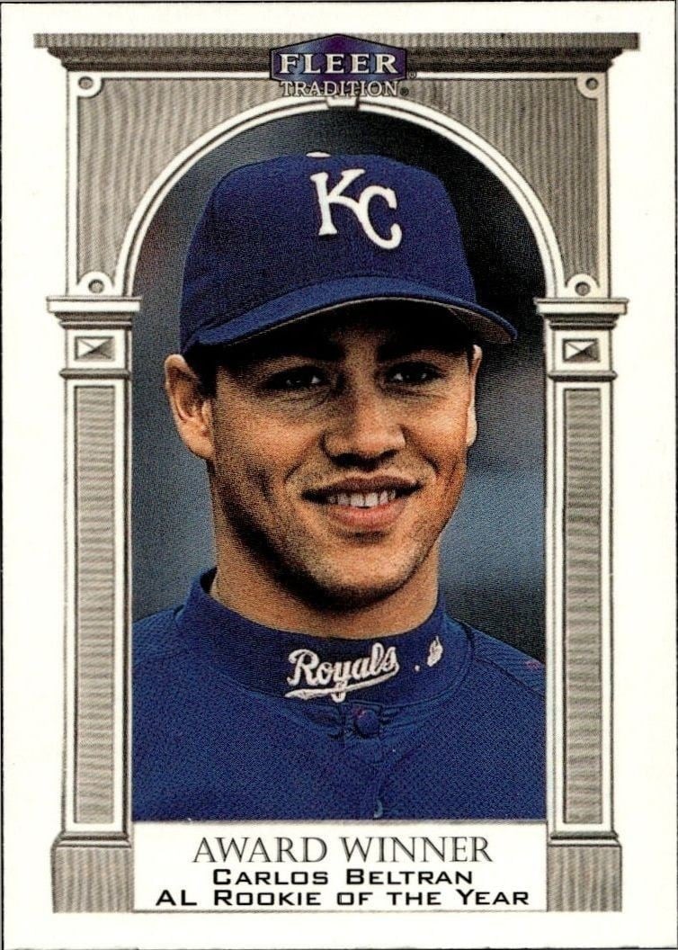 Carlos Beltran 2000 Fleer Tradition Glossy #435 Baseball Trading Card - Front 2000 Fleer Tradition Glossy Carlos Beltran #435 baseball trading card front