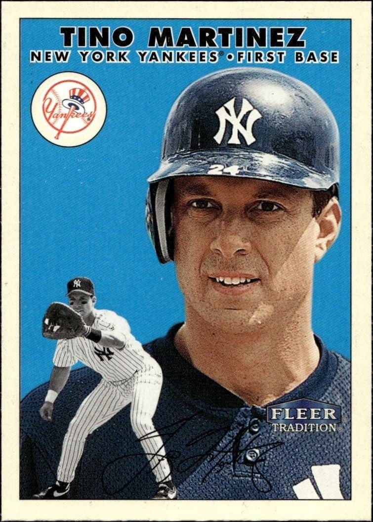 Tino Martinez 2000 Fleer Tradition Glossy #210 Baseball Trading Card - Front 2000 Fleer Tradition Glossy Tino Martinez #210 baseball trading card front