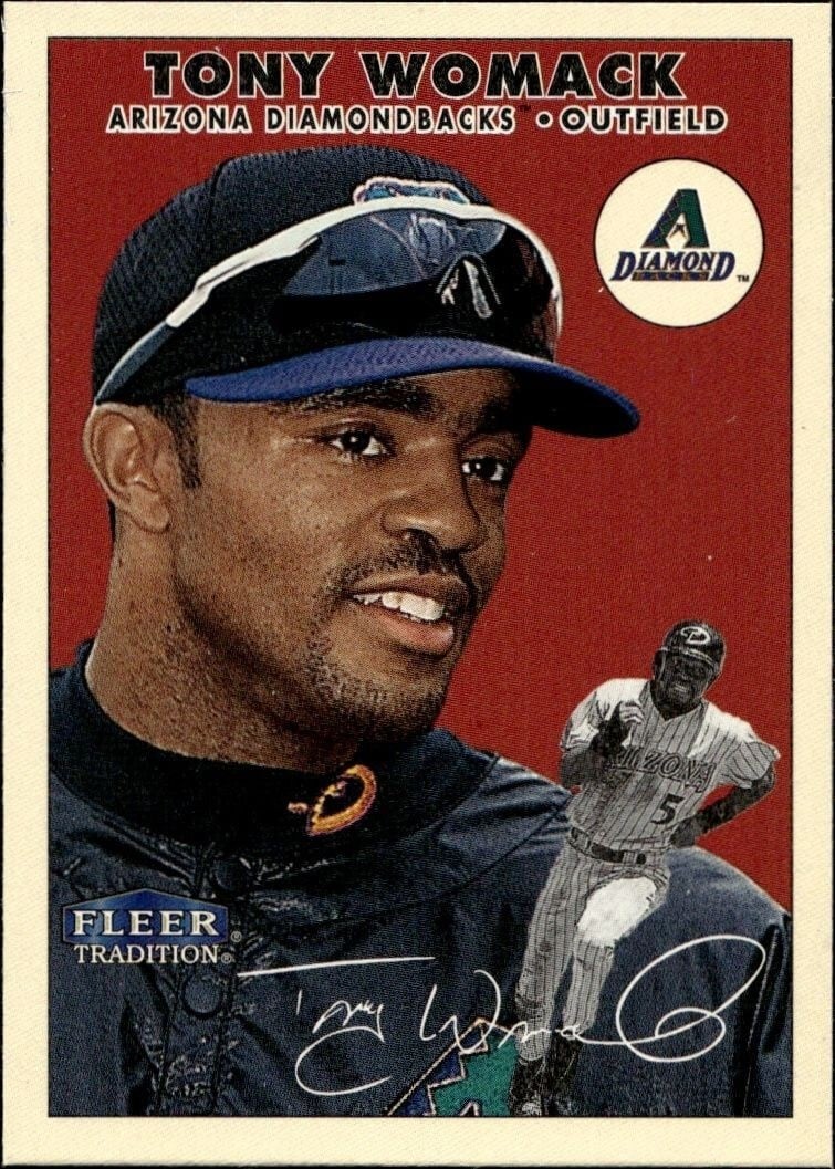 Tony Womack 2000 Fleer Tradition Glossy #324 Baseball Trading Card - Front 2000 Fleer Tradition Glossy Tony Womack #324 baseball trading card front