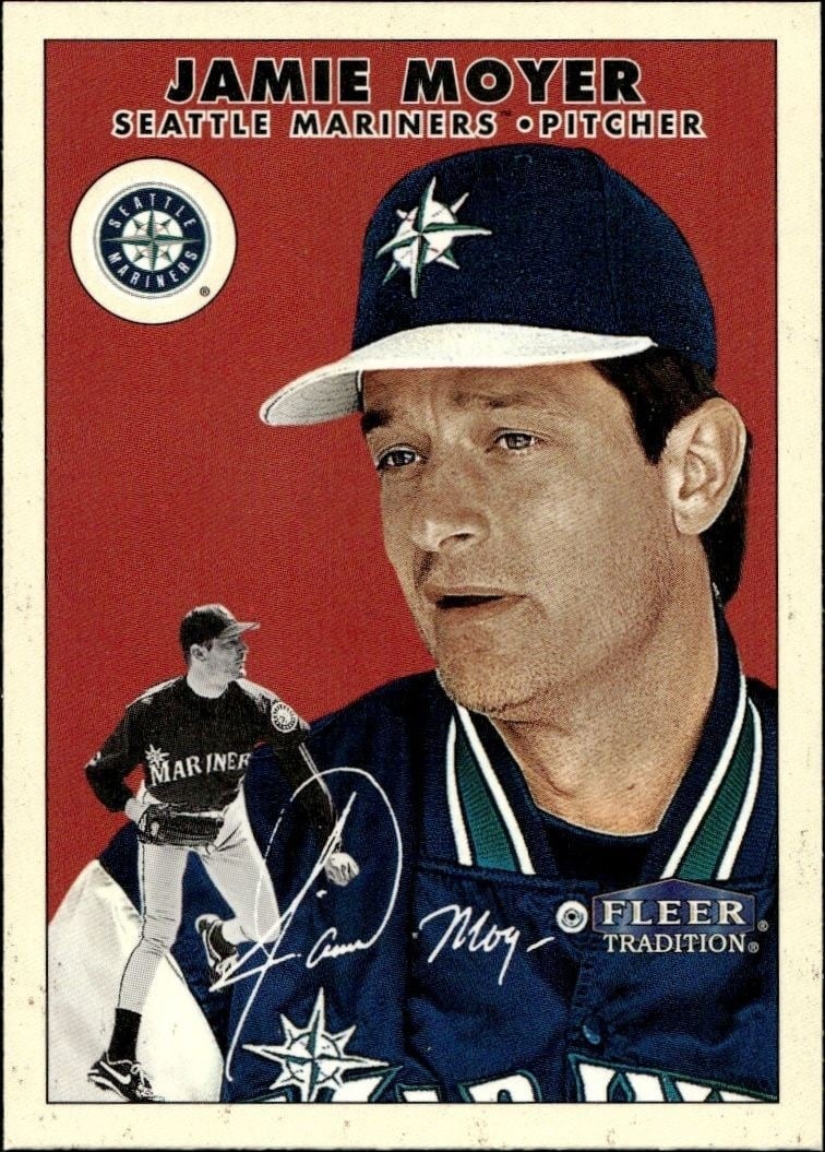 Jamie Moyer 2000 Fleer Tradition Glossy #385 Baseball Trading Card - Front 2000 Fleer Tradition Glossy Jamie Moyer #385 baseball trading card front