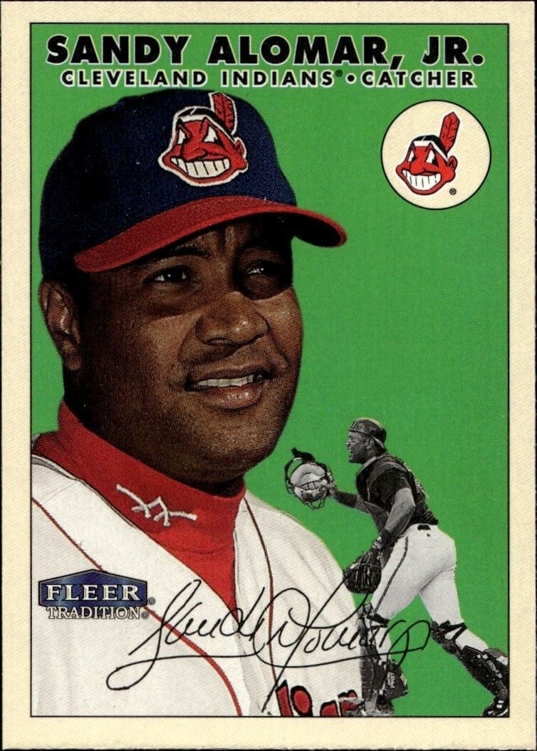 Sandy Alomar, Jr. 2000 Fleer Tradition Glossy #375 Baseball Trading Card - Front 2000 Fleer Tradition Glossy Sandy Alomar, Jr. #375 baseball trading card front
