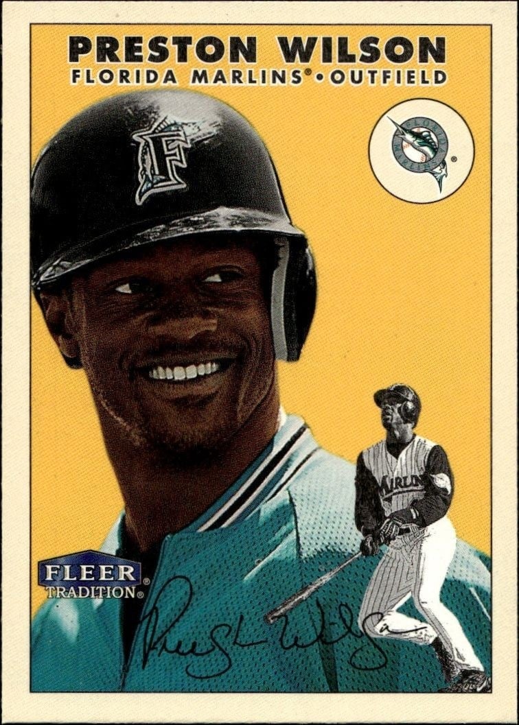 Preston Wilson 2000 Fleer Tradition Glossy #405 Baseball Trading Card - Front 2000 Fleer Tradition Glossy Preston Wilson #405 baseball trading card front