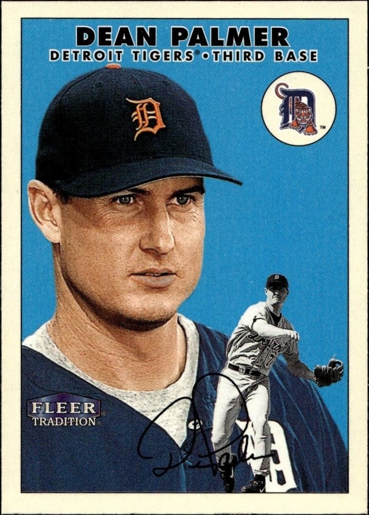 Dean Palmer 2000 Fleer Tradition Glossy #308 Baseball Trading Card - Front 2000 Fleer Tradition Glossy Dean Palmer #308 baseball trading card front