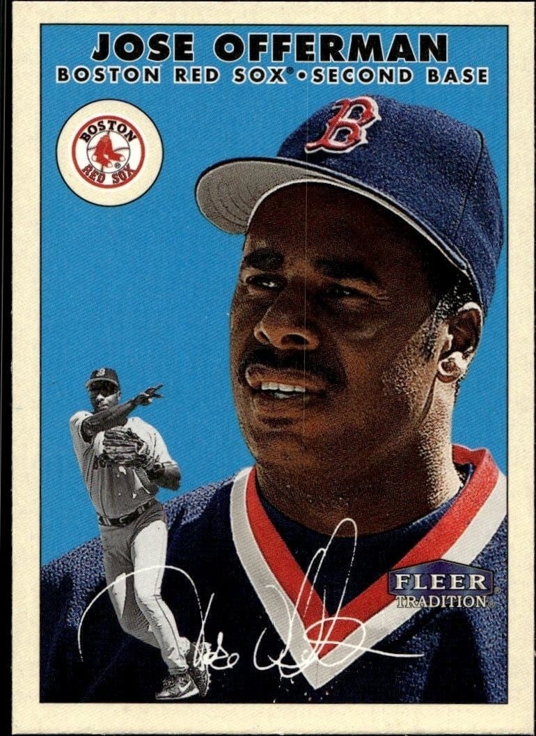 Jose Offerman 2000 Fleer Tradition Glossy #373 Baseball Trading Card - Front 2000 Fleer Tradition Glossy Jose Offerman #373 baseball trading card front
