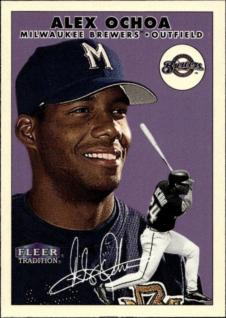 Alex Ochoa 2000 Fleer Tradition Glossy #102 Baseball Trading Card - Front 2000 Fleer Tradition Glossy Alex Ochoa #102 baseball trading card front