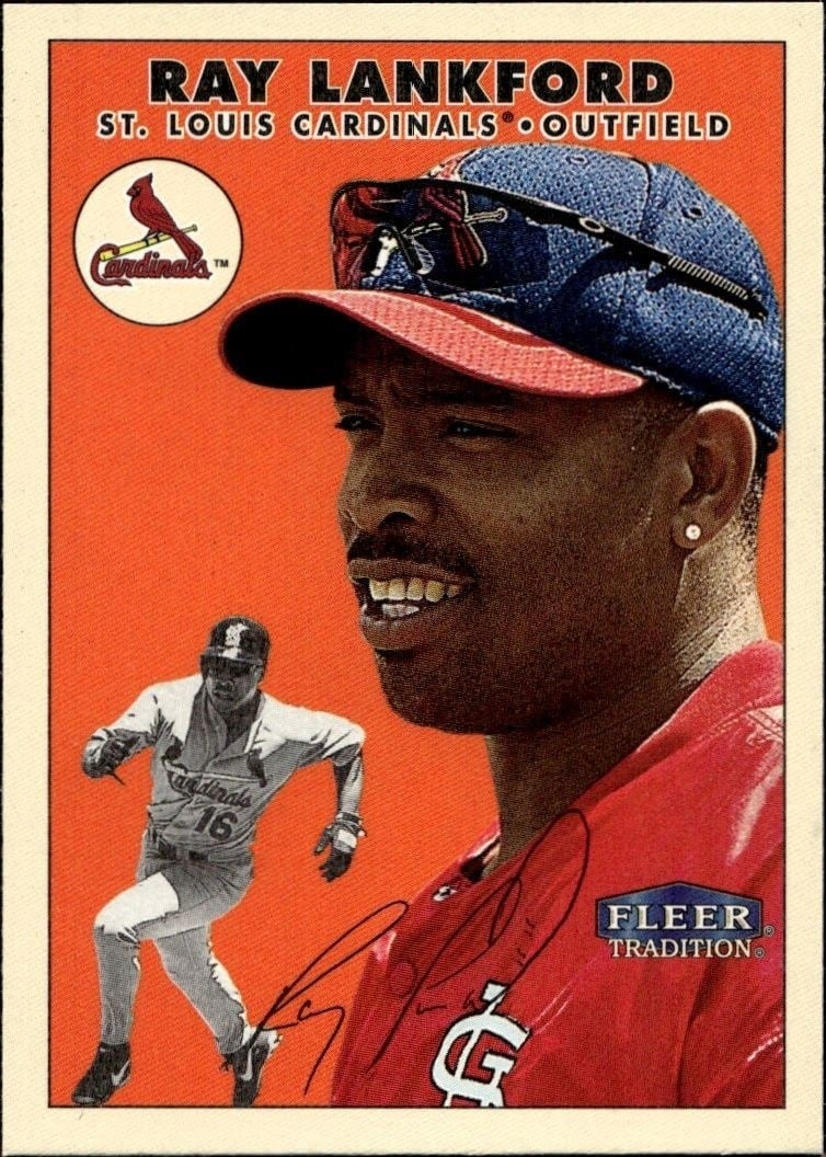 Ray Lankford 2000 Fleer Tradition Glossy #67 Baseball Trading Card - Front 2000 Fleer Tradition Glossy Ray Lankford #67 baseball trading card front