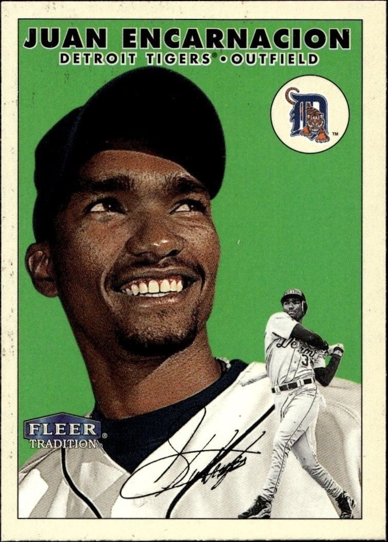 Juan Encarnacion 2000 Fleer Tradition Glossy #340 Baseball Trading Card - Front 2000 Fleer Tradition Glossy Juan Encarnacion #340 baseball trading card front