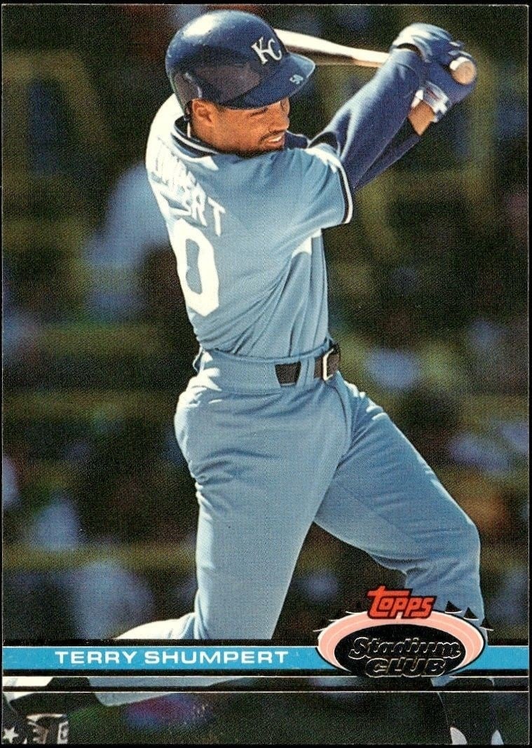 Terry Shumpert 1991 Topps Stadium Club #111 Baseball Trading Card - Front 1991 Topps Stadium Club Terry Shumpert #111 baseball trading card front
