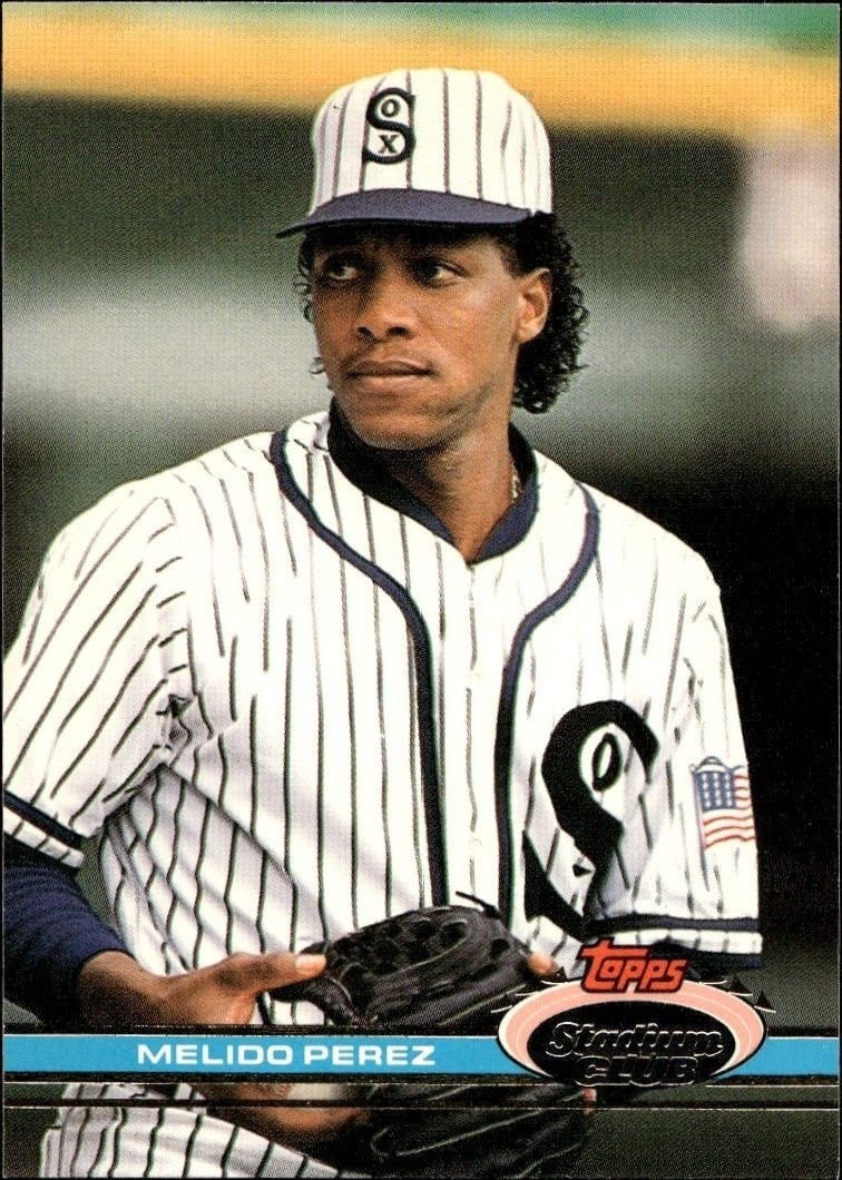 Melido Perez 1991 Topps Stadium Club #232 Baseball Trading Card - Front 1991 Topps Stadium Club Melido Perez #232 baseball trading card front