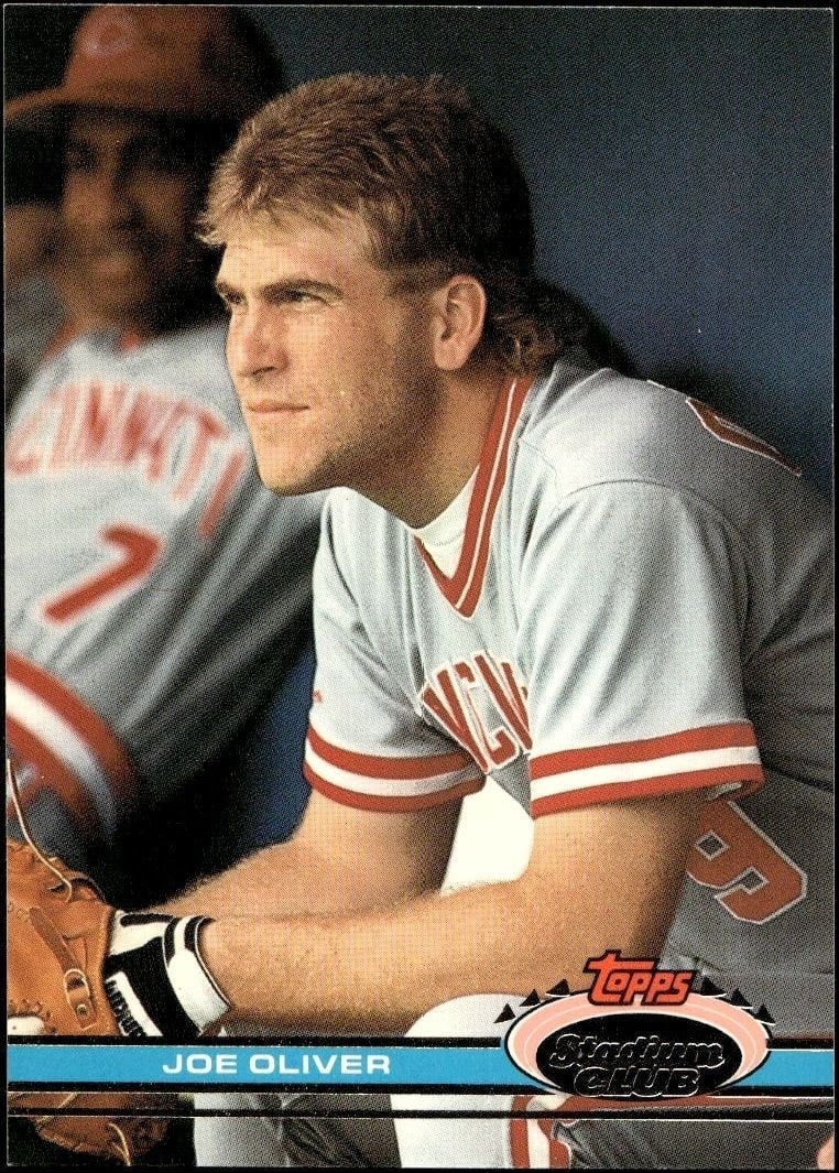 Joe Oliver 1991 Topps Stadium Club #68 Baseball Trading Card - Front 1991 Topps Stadium Club Joe Oliver #68 baseball trading card front