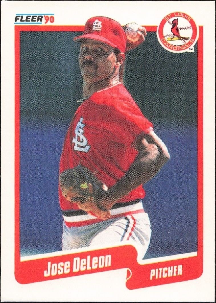 Jose DeLeon 1990 Fleer #248 Baseball Trading Card - Front 1990 Fleer Jose DeLeon #248 baseball trading card front