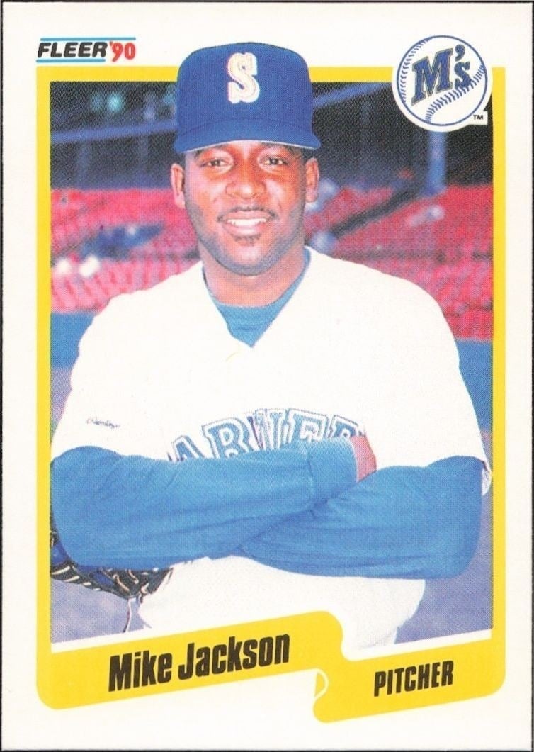 Mike Jackson 1990 Fleer #517 Baseball Trading Card - Front 1990 Fleer Mike Jackson #517 baseball trading card front