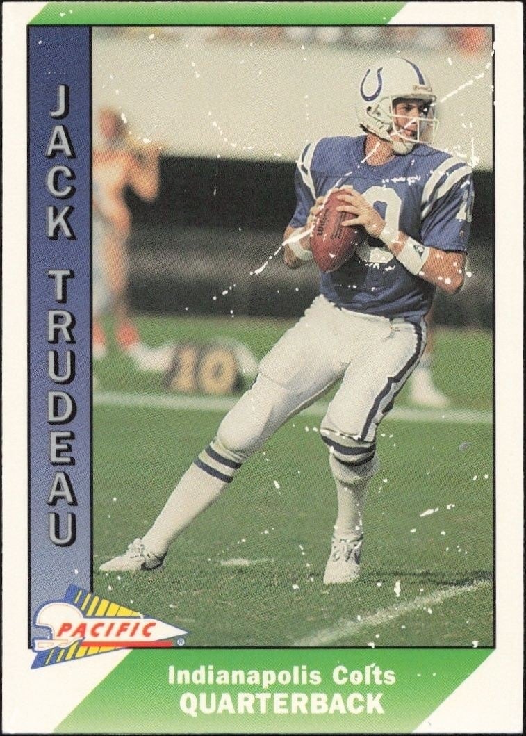 Jack Trudeau 1991 Pacific #203 Football Trading Card - Front 1991 Pacific Jack Trudeau #203 football trading card front