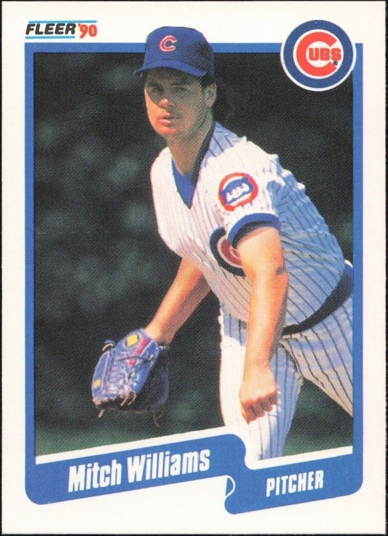 Mitch Williams 1990 Fleer #48 Baseball Trading Card - Front 1990 Fleer Mitch Williams #48 baseball trading card front