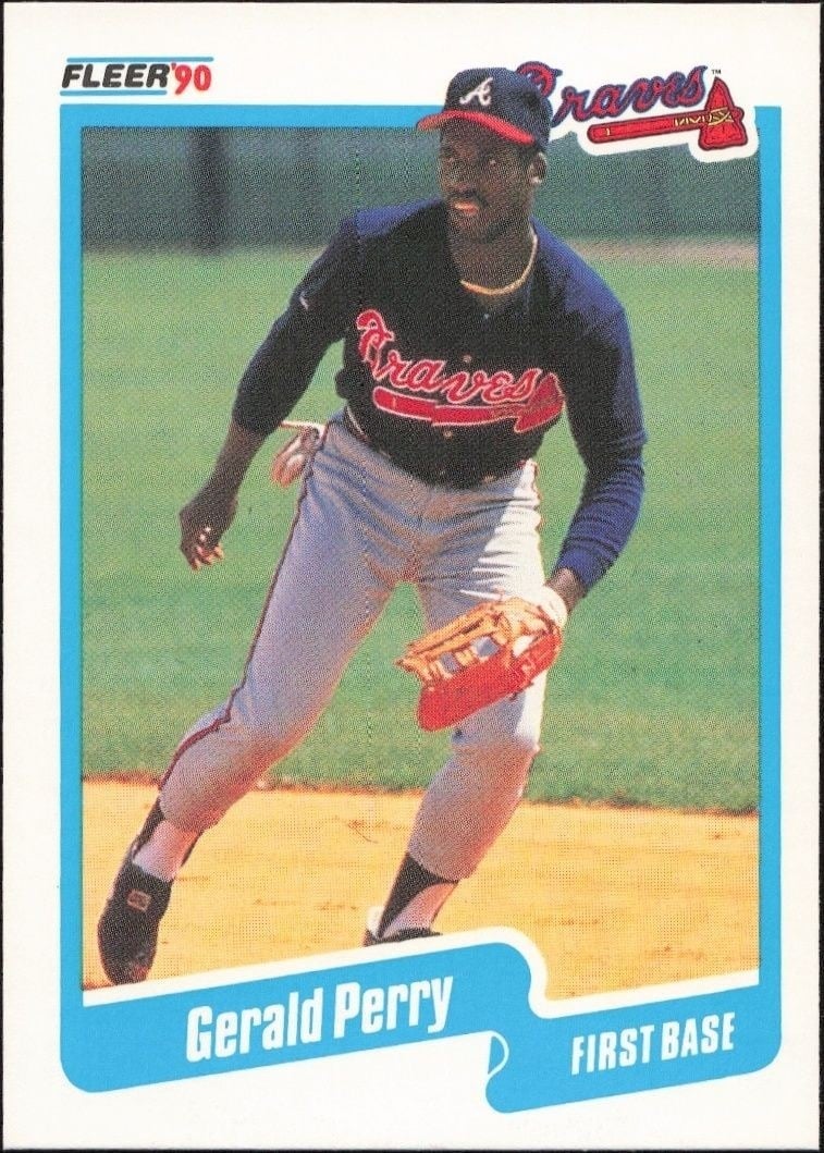 Gerald Perry 1990 Fleer #592 Baseball Trading Card - Front 1990 Fleer Gerald Perry #592 baseball trading card front
