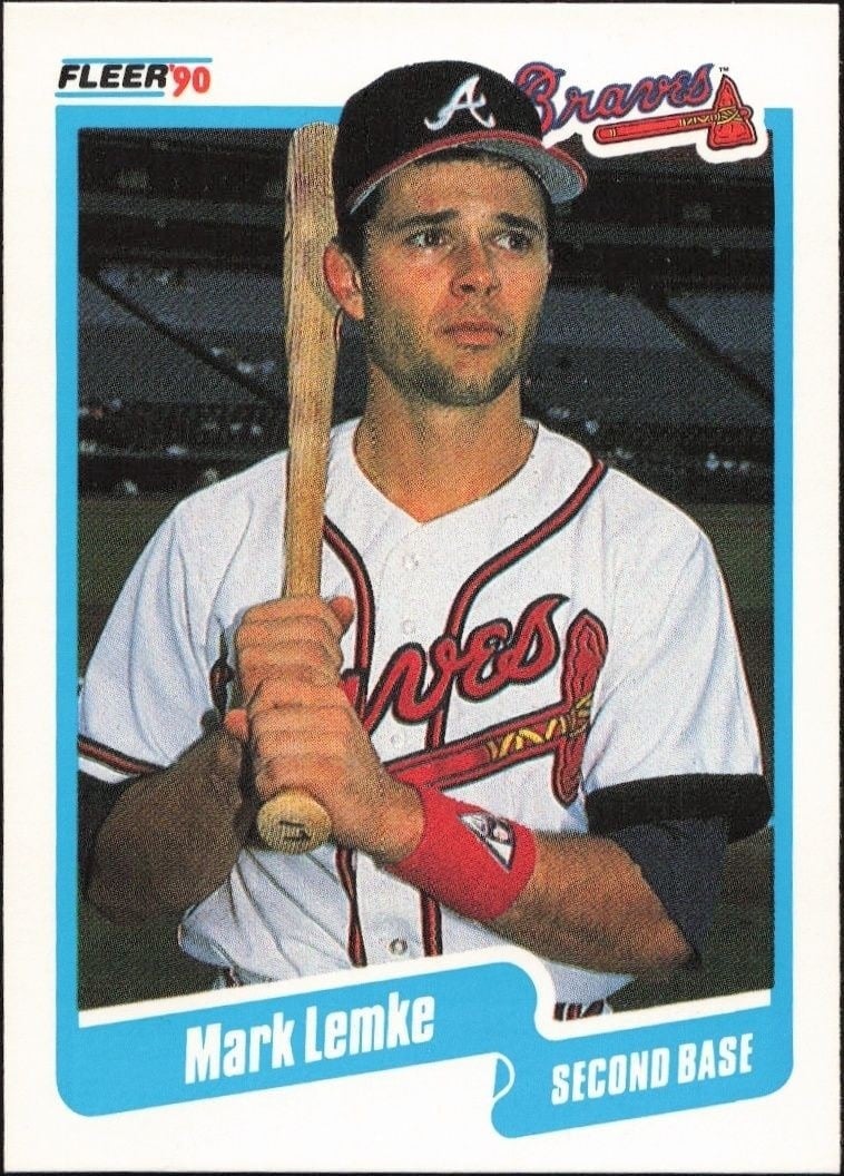 Mark Lemke 1990 Fleer #587 Baseball Trading Card - Front 1990 Fleer Mark Lemke #587 baseball trading card front