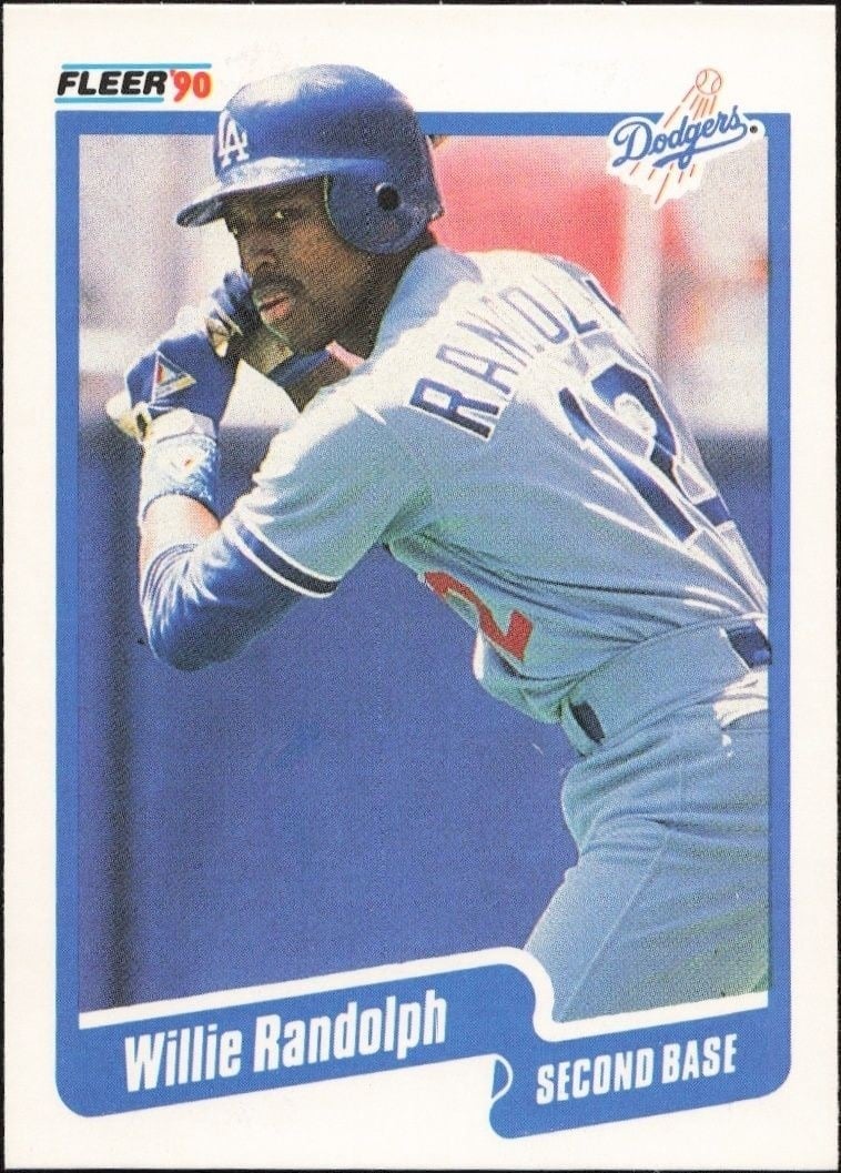 Willie Randolph 1990 Fleer #406 Baseball Trading Card - Front 1990 Fleer Willie Randolph #406 baseball trading card front