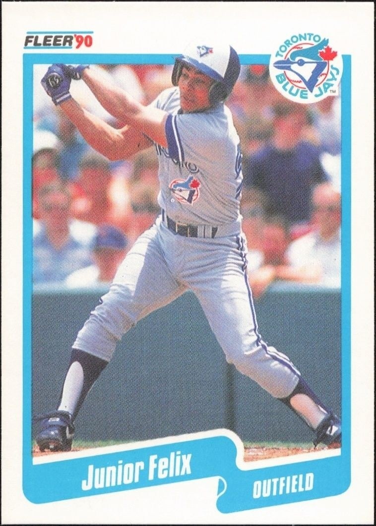 Junior Felix 1990 Fleer #79 Baseball Trading Card - Front 1990 Fleer Junior Felix #79 baseball trading card front