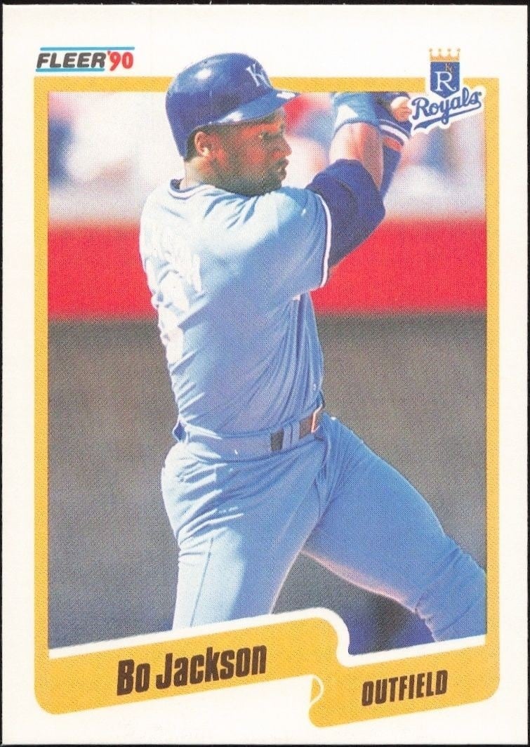 Bo Jackson 1990 Fleer #110 Baseball Trading Card - Front 1990 Fleer Bo Jackson #110 baseball trading card front
