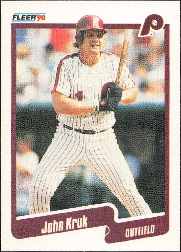 John Kruk 1990 Fleer #565 Baseball Trading Card - Front 1990 Fleer John Kruk #565 baseball trading card front