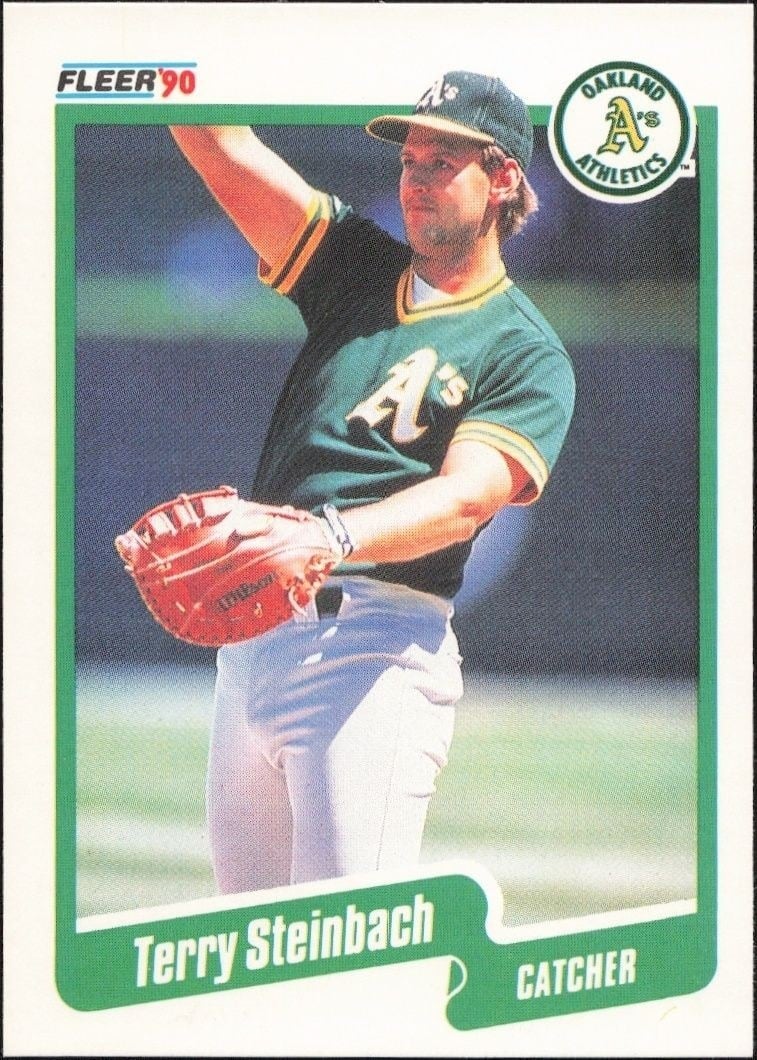 Terry Steinbach 1990 Fleer #20 Baseball Trading Card - Front 1990 Fleer Terry Steinbach #20 baseball trading card front