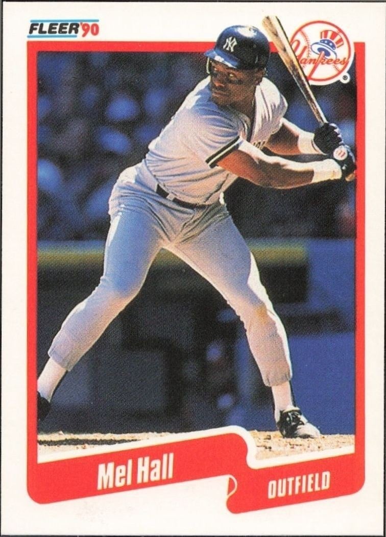 Mel Hall 1990 Fleer #444 Baseball Trading Card - Front 1990 Fleer Mel Hall #444 baseball trading card front