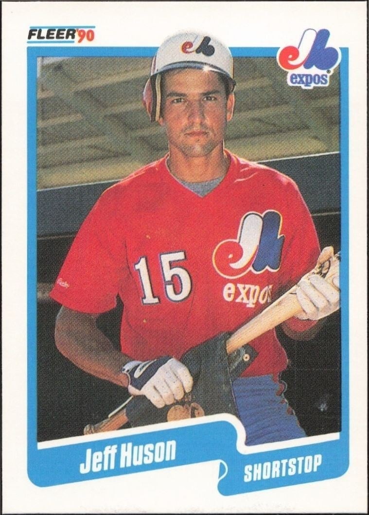 Jeff Huson 1990 Fleer #350 Baseball Trading Card - Front 1990 Fleer Jeff Huson #350 baseball trading card front