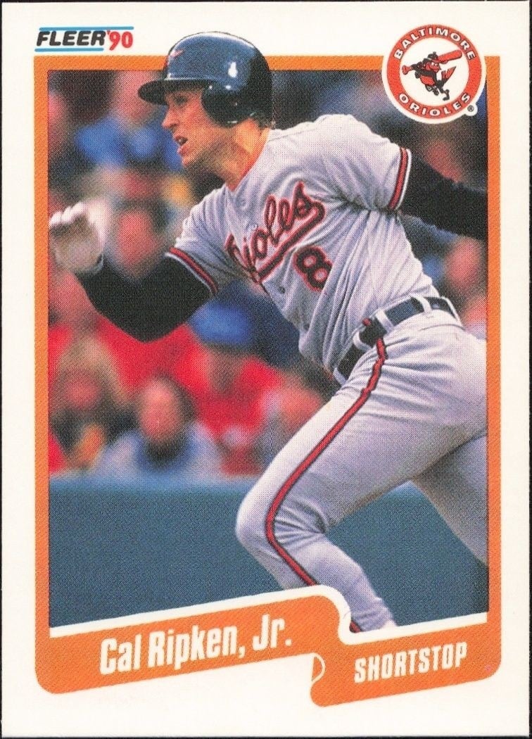 Cal Ripken Jr. 1990 Fleer #187 Baseball Trading Card - Front 1990 Fleer Cal Ripken Jr. #187 baseball trading card front