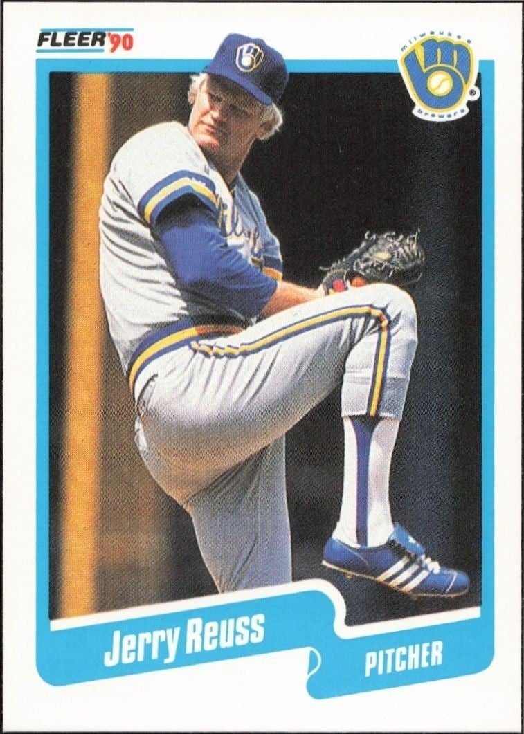Jerry Reuss 1990 Fleer #335 Baseball Trading Card - Front 1990 Fleer Jerry Reuss #335 baseball trading card front