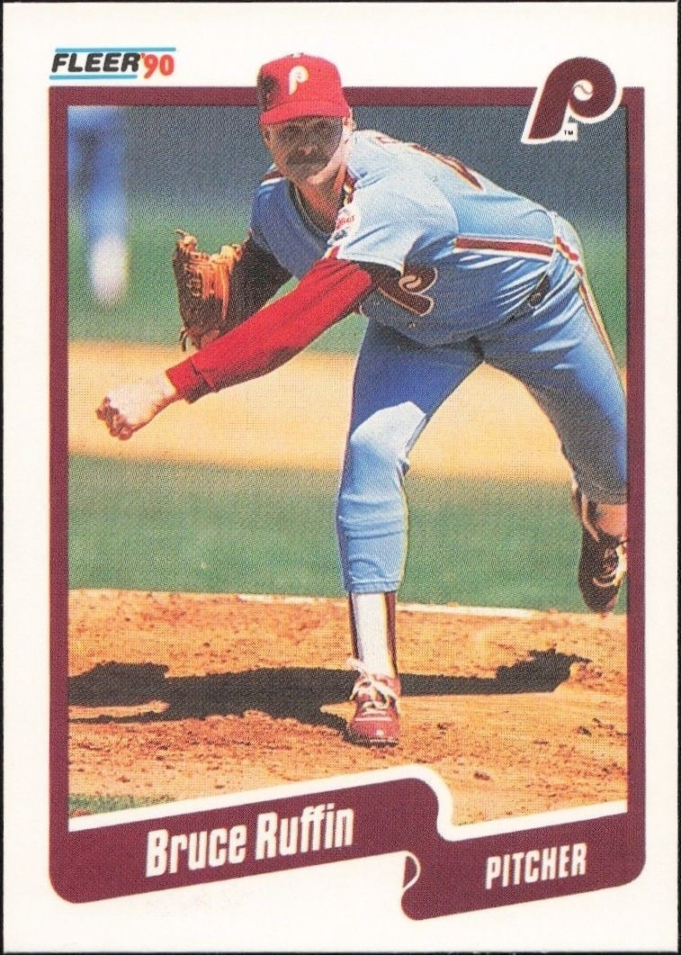 Bruce Ruffin 1990 Fleer #572 Baseball Trading Card - Front 1990 Fleer Bruce Ruffin #572 baseball trading card front