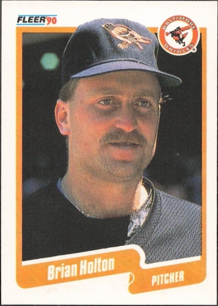 Brian Holton 1990 Fleer #179 Baseball Trading Card - Front 1990 Fleer Brian Holton #179 baseball trading card front