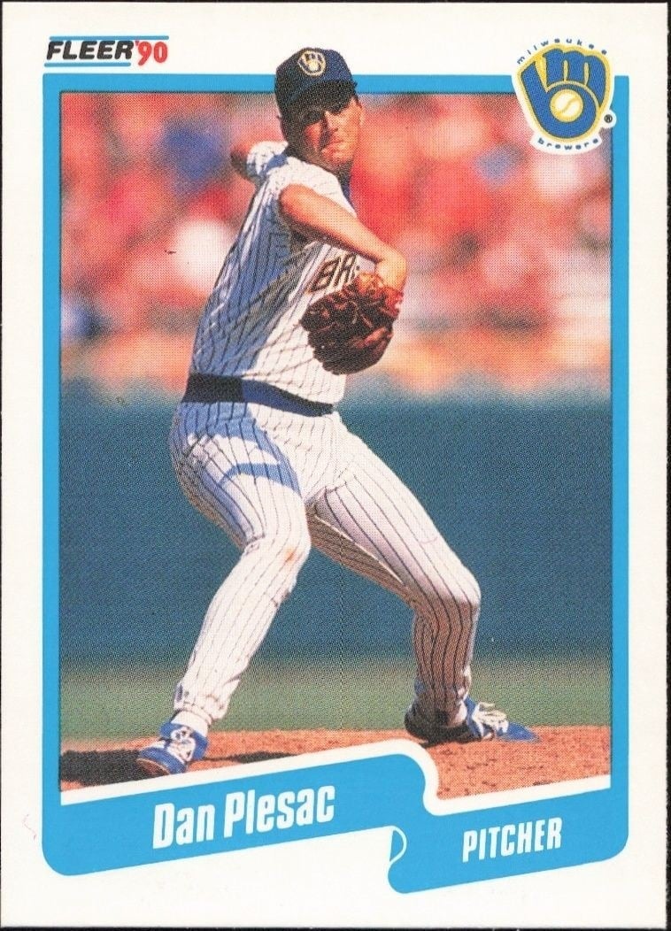 Dan Plesac 1990 Fleer #334 Baseball Trading Card - Front 1990 Fleer Dan Plesac #334 baseball trading card front