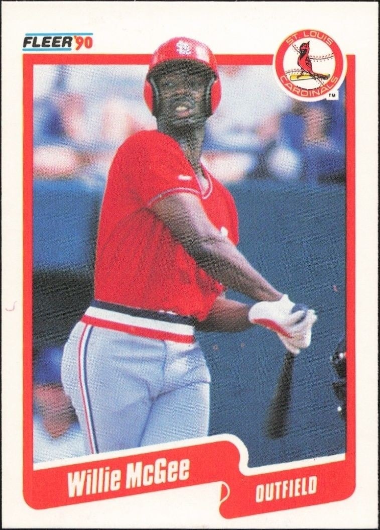 Willie McGee 1990 Fleer #253 Baseball Trading Card - Front 1990 Fleer Willie McGee #253 baseball trading card front