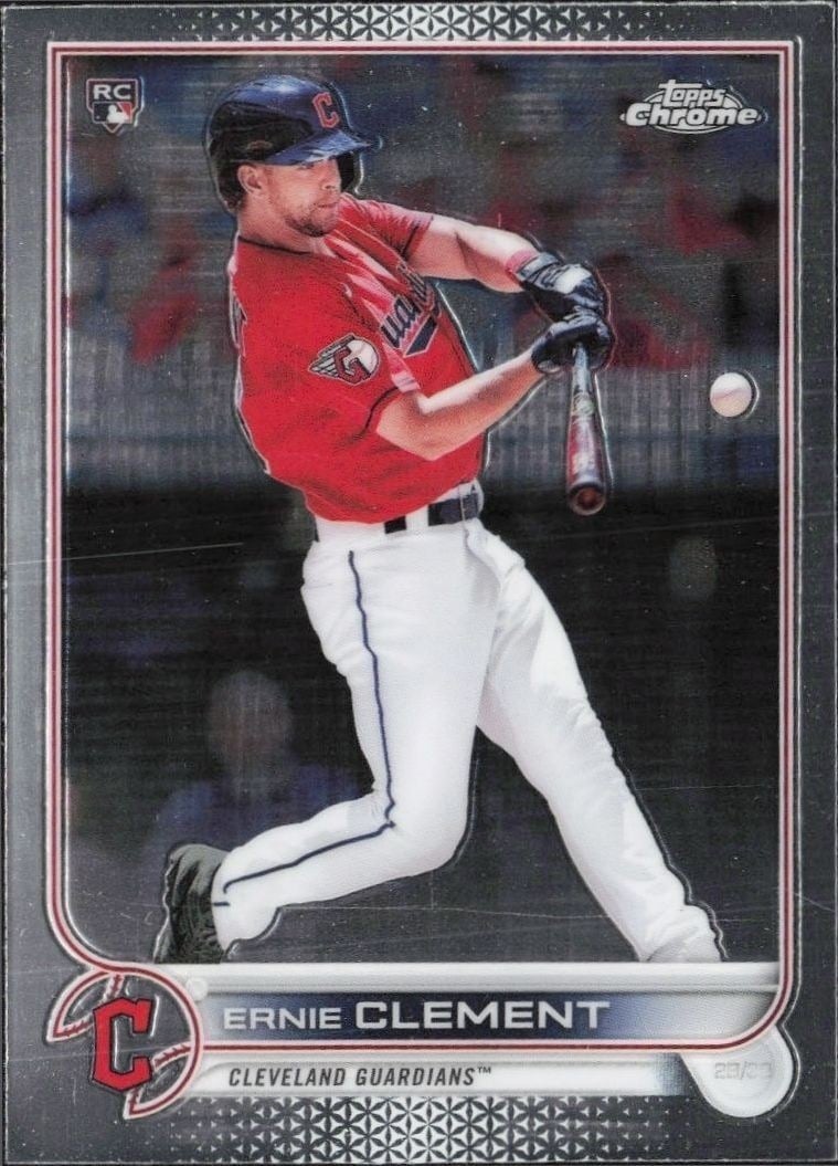 Ernie Clement 2022 Topps Chrome #145 Baseball Trading Card - Front 2022 Topps Chrome Ernie Clement #145 baseball trading card front