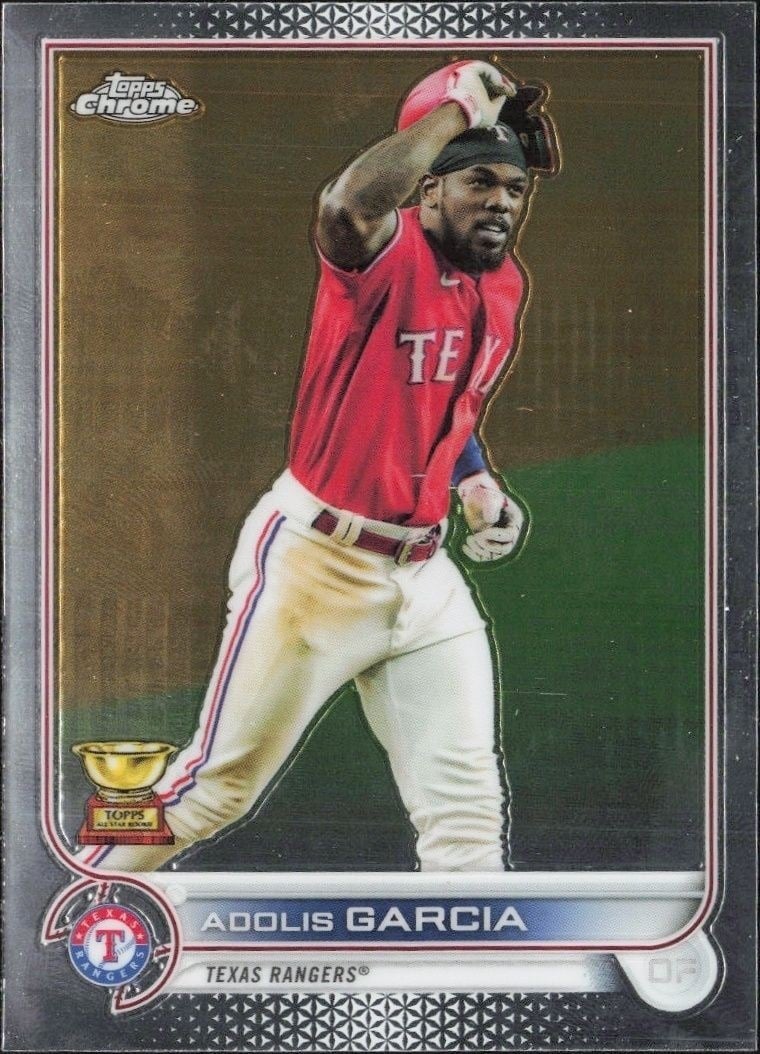 Adolis Garcia 2022 Topps Chrome #25 Baseball Trading Card - Front 2022 Topps Chrome Adolis Garcia #25 baseball trading card front