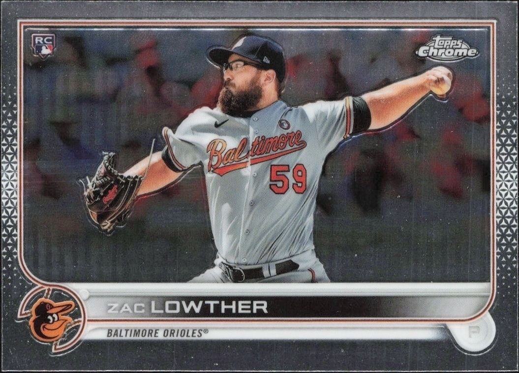 Zac Lowther 2022 Topps Chrome #159 Baseball Trading Card - Front 2022 Topps Chrome Zac Lowther #159 baseball trading card front