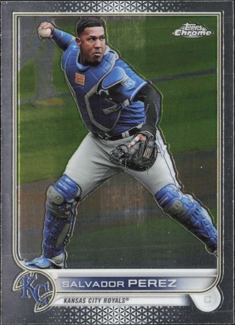 Salvador Perez 2022 Topps Chrome #50 Baseball Trading Card - Front 2022 Topps Chrome Salvador Perez #50 baseball trading card front