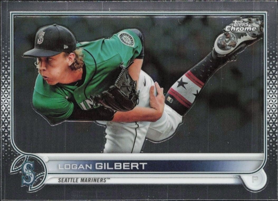 Logan Gilbert 2022 Topps Chrome #211 Baseball Trading Card - Front 2022 Topps Chrome Logan Gilbert #211 baseball trading card front
