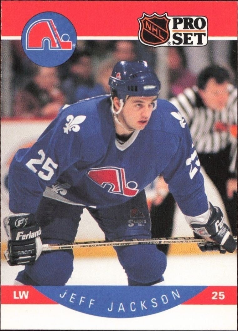 Jeff Jackson 1990-91 Pro Set #249 Hockey Trading Card - Front 1990-91 Pro Set Jeff Jackson #249 hockey trading card front