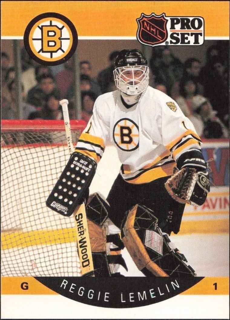 Reggie Lemelin 1990-91 Pro Set #9 Hockey Trading Card - Front 1990-91 Pro Set Reggie Lemelin #9 hockey trading card front