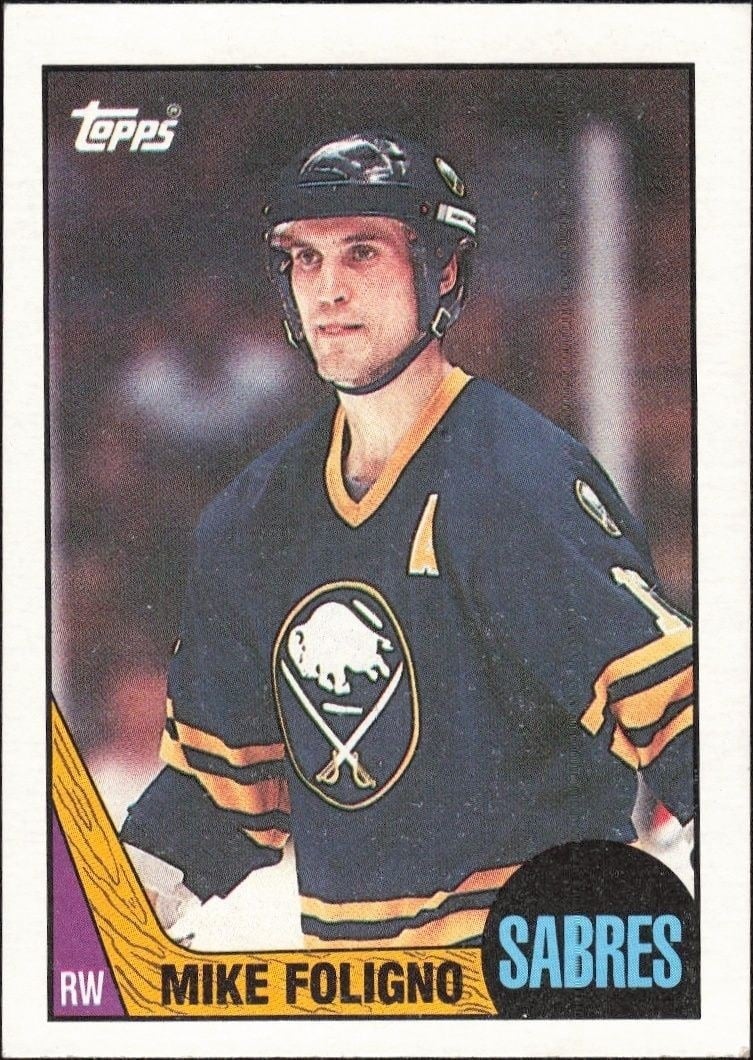 Mike Foligno 1987-88 Topps #40 Hockey Trading Card - Front 1987-88 Topps Mike Foligno #40 hockey trading card front