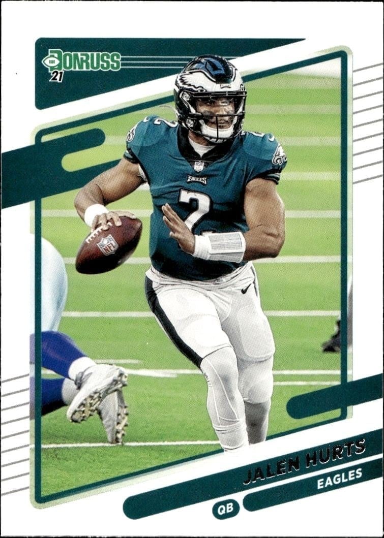 Jalen Hurts 2021 Panini Donruss #108 Football Trading Card - Front 2021 Panini Donruss Jalen Hurts #108 football trading card front
