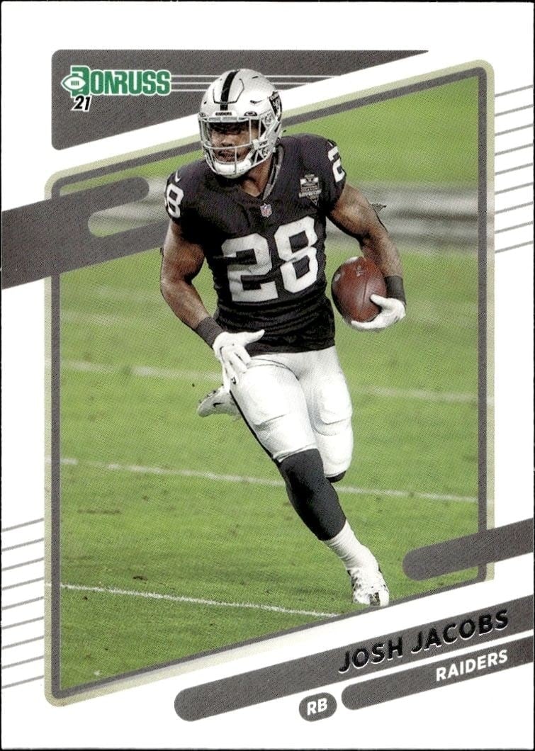 Josh Jacobs 2021 Panini Donruss #85 Football Trading Card - Front 2021 Panini Donruss Josh Jacobs #85 football trading card front