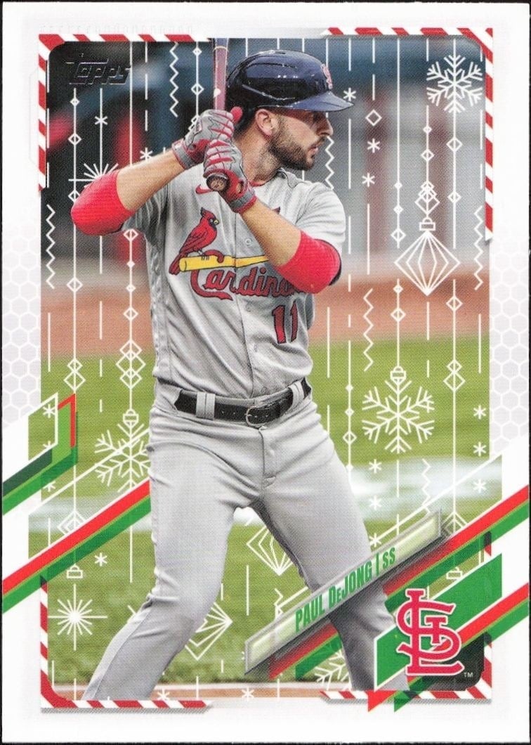 Paul DeJong 2021 Topps Holiday #HW209 Baseball Trading Card - Front 2021 Topps Holiday Paul DeJong #HW209 baseball trading card front
