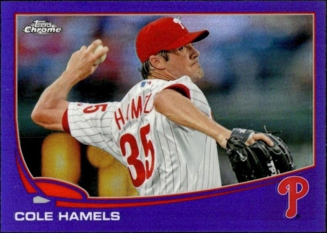 Cole Hamels 2013 Topps Chrome #76 Baseball Trading Card - Front 2013 Topps Chrome Cole Hamels #76 baseball trading card front