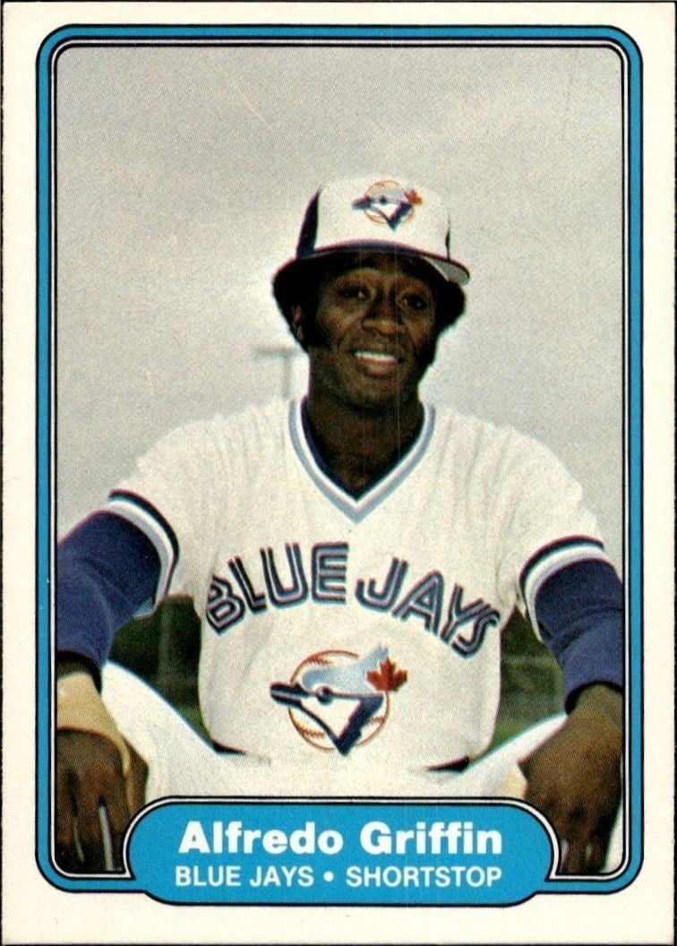 Alfredo Griffin 1982 Fleer #615 Baseball Trading Card - Front 1982 Fleer Alfredo Griffin #615 baseball trading card front